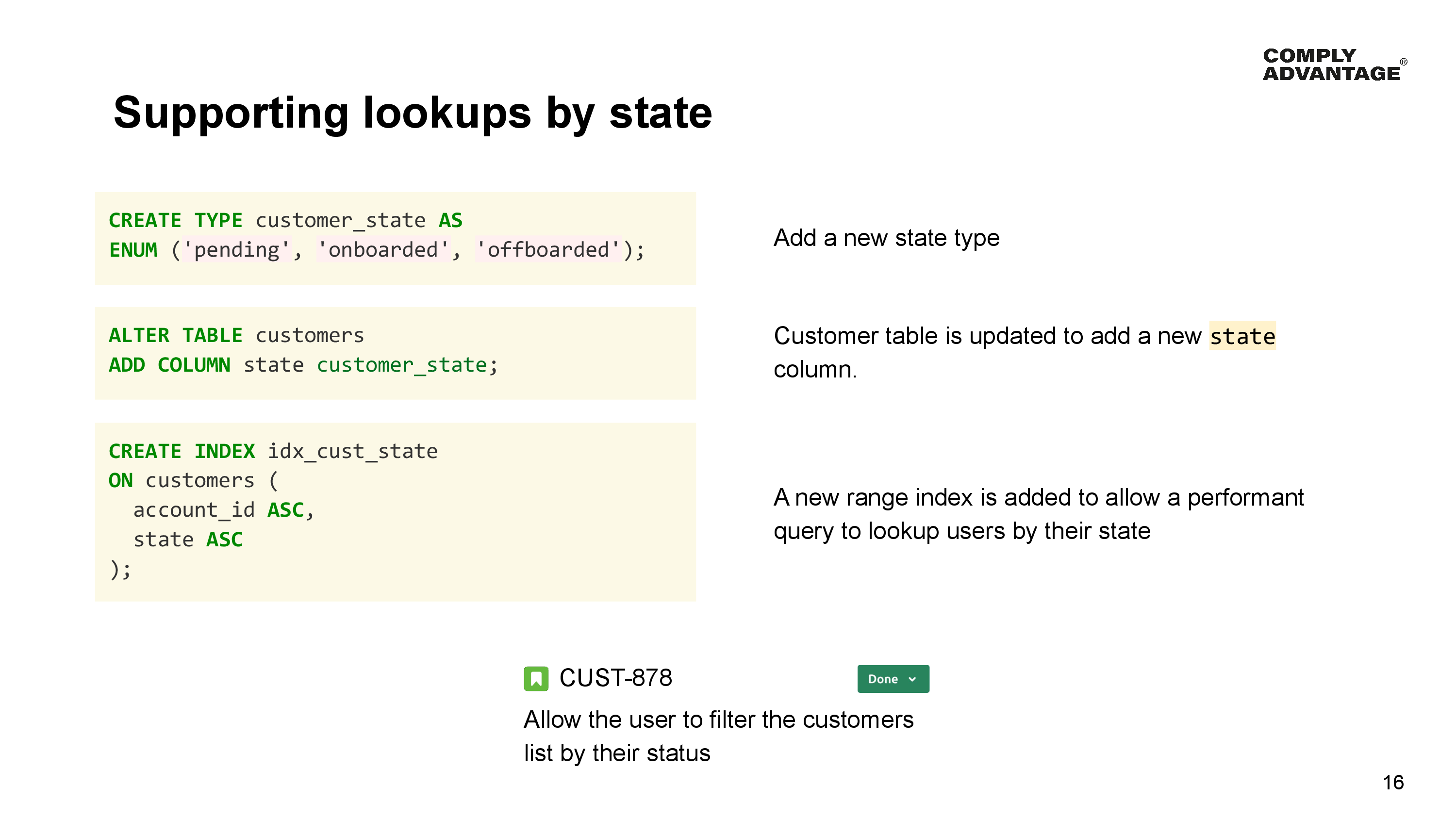 Supporting lookups by state